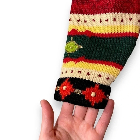 Vintage Handknit Elephants in the African Serengeti Desert Cardigan Sweater M - Picture 7 of 10